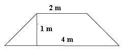 Trapeset der de to parallelle linjene er 2 m og 4 m lange, mens trapeset er 1 m høyt.